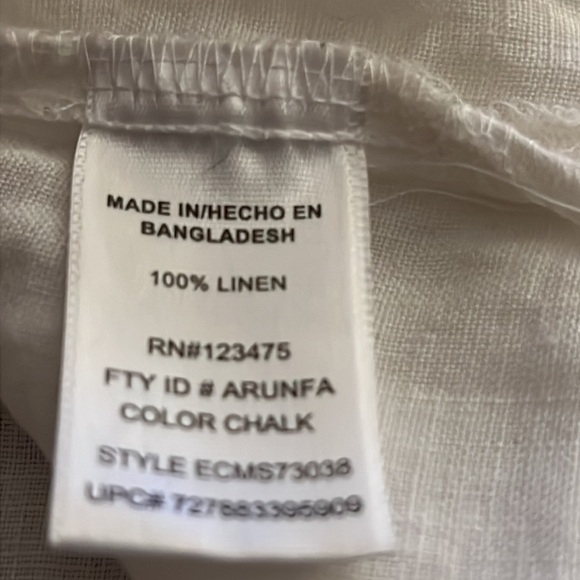 Ellen Tracy Company 100% Linen natural ivory tunic top Sz S lace up - Picture 11 of 11